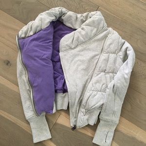 Lululemon, light grey with purple inside, size 8